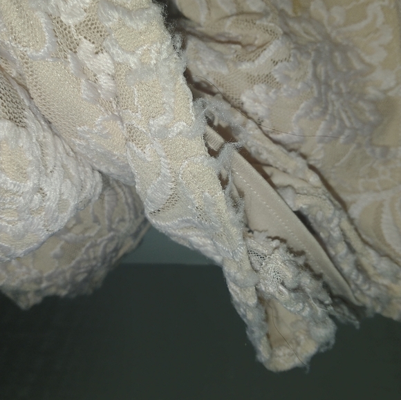 Women's Aqua beige illusion inset lace gown - Picture 10 of 14